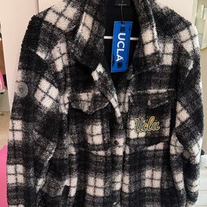 UCLA Plaid Fleece Jacket women large oversized